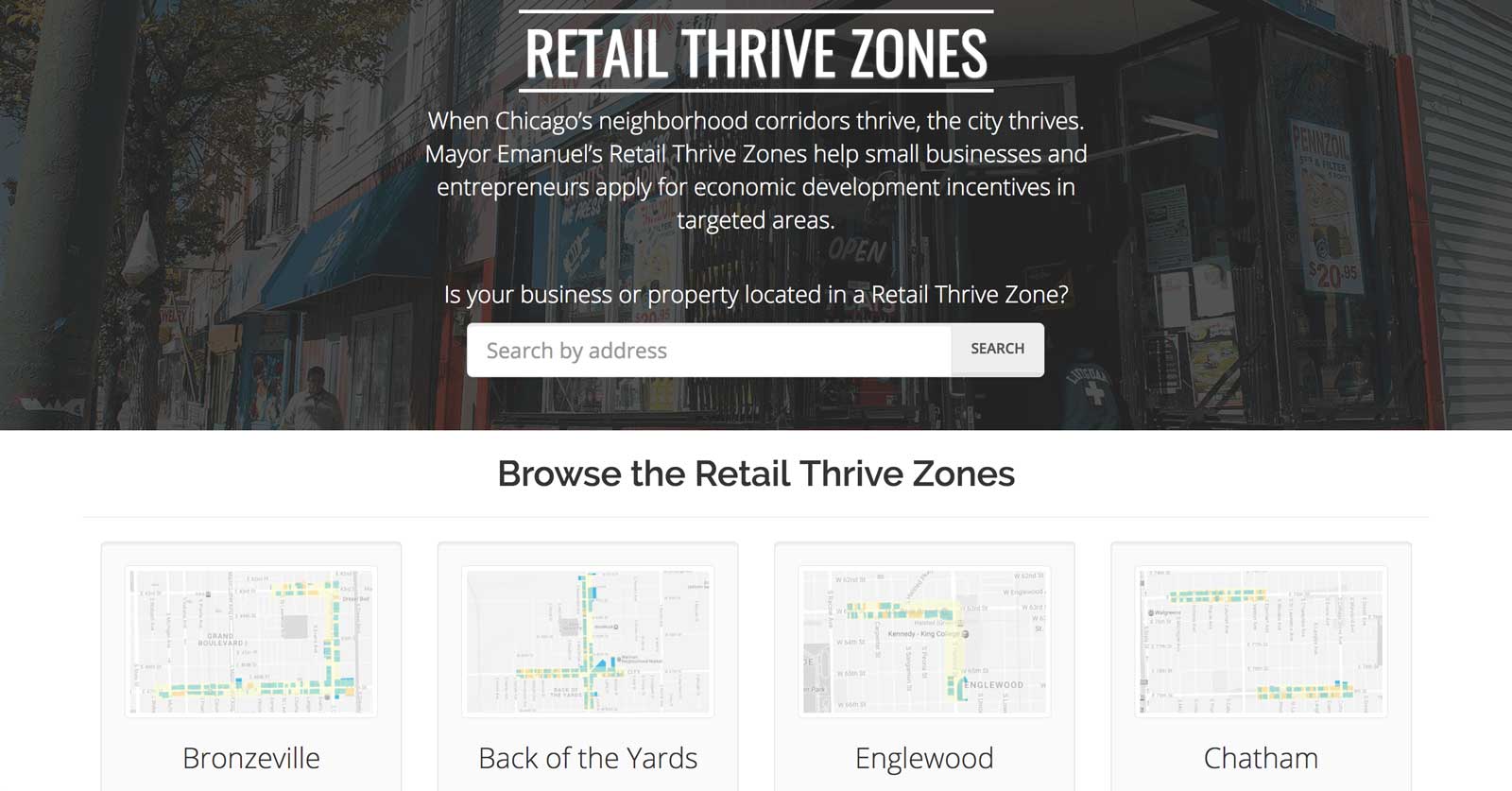 The Retail Thrive Zones home
page